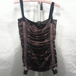Reptile Print Silk Top with Velvet Straps by Roberto Cavalli